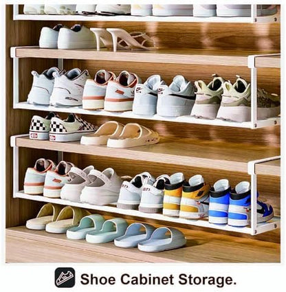 Expandable Shoe Rack Organizer - Adjustable Shoe Rack & Under Cabinet Shelf - for Shoe or Clothing Storage and Organization, Under Shelf Storage (Black,2 Pcs)