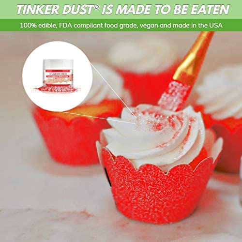 BAKELL® Red Edible Glitter, 45 Gram Shaker, Tinker Dust Edible Glitter, Approved Glitter, 100% Edible Glitter, Cakes, Cupcakes, Cake Pops, Drinks