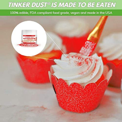 BAKELL® Red Edible Glitter, 45 Gram Shaker, Tinker Dust Edible Glitter, Approved Glitter, 100% Edible Glitter, Cakes, Cupcakes, Cake Pops, Drinks