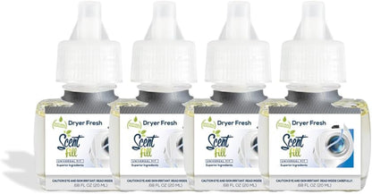 Scent Fill Dryer Fresh Plug in Air Freshener, 4 Scented Oil Refills