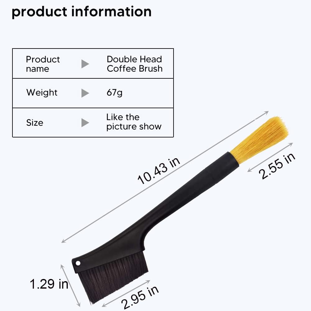2 Pack Coffee Machine Cleaning Brush, Dual Purpose Dusting Espresso Grinder Brush, Black, Polypropylene, PET Bristles