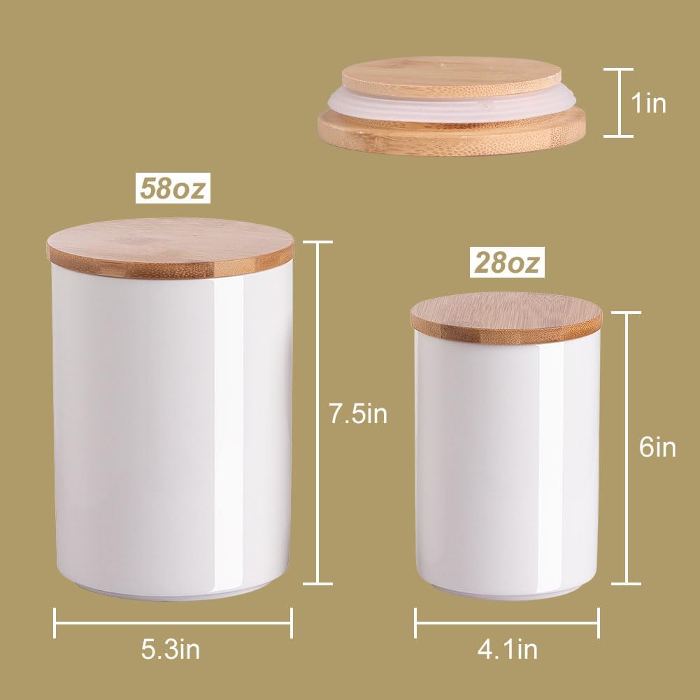 Sweejar Kitchen Ceramic Food Storage Containers Set, Stackable Canisters for Countertop with Airtight Boomboo Lids for Serving Ground Coffee, Tea