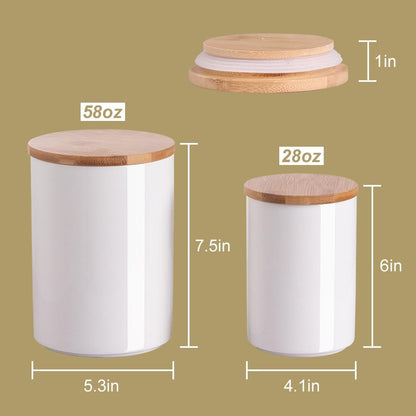 Sweejar Kitchen Ceramic Food Storage Containers Set, Stackable Canisters for Countertop with Airtight Boomboo Lids for Serving Ground Coffee, Tea