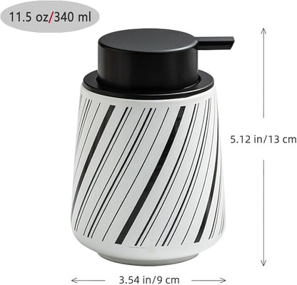 Ceramic Foam Hand Soap Dispenser, Simple Striped Design of Multi-Color(Black)