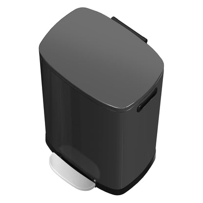 13 Gallon Trash Can with Lid, 50L Fingerprint Proof Stainless Steel Kitchen Trash Can with Removable Inner Bucket and Lid Soft Close, Pedal Rubbish Bin for Home Office, Titanium Black