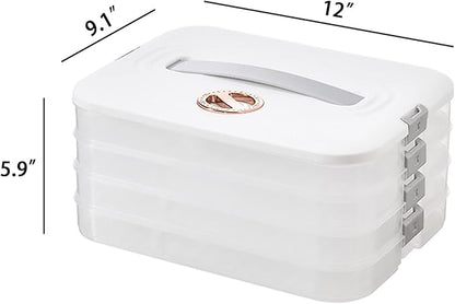 4-Layer Food Storage Containers with Lids Dumpling Storage Box,Good Sealing,Stackable Food Containers