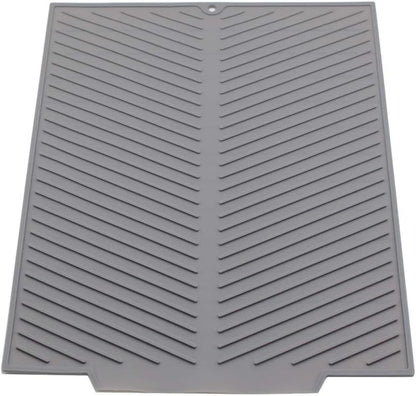 Silicone Dish Draining Mat, Eco Friendly Dish Drying Mat Kitchen Counter Anti-Skid and Heat Insulation Pad, Sink Drainer Mat with Dense Drainage Grooves (L (20"×16"))