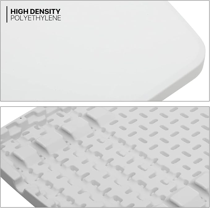 MoNiBloom TV Tray Folding Table 30" Height Adjustable, Portable Indoor/Outdoor Picnic Partiestable and Laptop Square White Small Table with X Legs