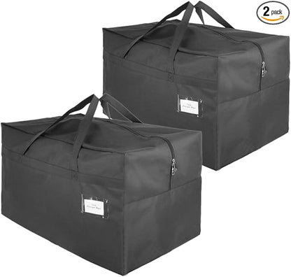 Large Storage Carrying Bags for Air Mattress Comforter Out Door Pillow Holiday Decorations, Water-Resistant & Dustproof Canvas Camping Moving Bag, Organizer for Closet Under-Bed Dorm Garage, 2 Pack