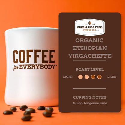 Fresh Roasted Coffee, Organic Ethiopian Yirgacheffe K-Cup Pods for Keurig Brewers, Medium Roast, USDA Organic, 3rd Party Tested for Mold, Mycotoxin &amp; Pesticides, Kosher, 24 Count (Pack of 1)