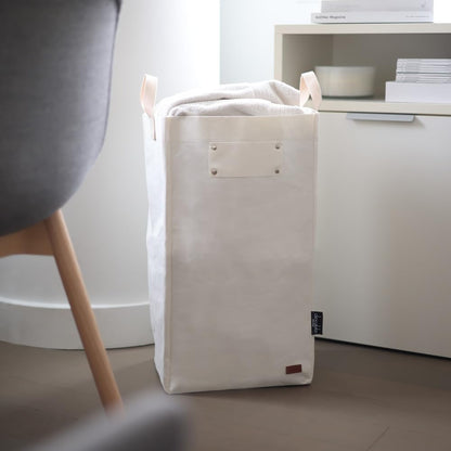 Deeablo New York - Sustainable Reusable Indoor Recycling Bin for Kitchen, Multipurpose Recycle Bin, Large Recycling Bins for Home, Washable Paper Bag for Recycling (White)