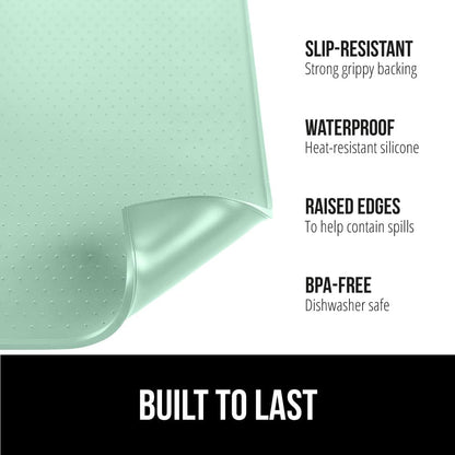 GORILLA GRIP Silicone Coffee Mat, Espresso Drink Bar Station Accessories, Waterproof Heat-Resistant Dish Drying Mats, Stay in Place on Kitchen Counter, Home Kitchen Decor Essentials, 11.5x18.5, Mint
