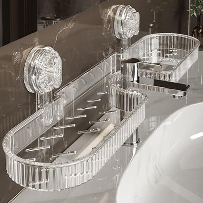 2025 NEW Universal Removable Faucet Storage Rack, Thickened and widened panel design, Removable faucet storage rack installs, no drilling required, residual water automatically drains away (White)