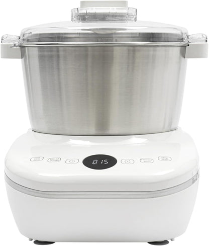 Electric Dough Maker with Ferment Function, 5L/ 4.5Qt 200W 304 Stainless Steel Dough Mixer Machine, Commercial Bread Mixer for Roti Bread Pizza Baking Dumpling Dough & Sourdough(White)