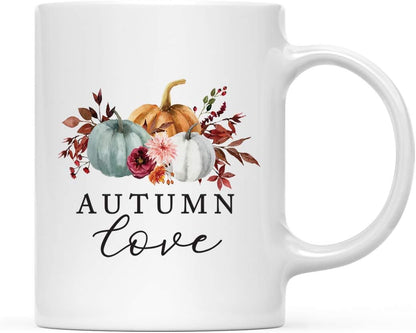 Andaz Press Fall Burgundy Marsala 11oz. Ceramic Coffee Tea Mug, Autumn Love, 1-Pack, Pumpkin Floral Leaves Graphic, Birthday, Friend, Family