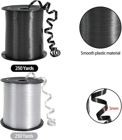 TONIFUL 500 Yards Curling Ribbon-Balloon Ribbon-Balloon String for Art&Craft Decor,Gift Wrapping,Ribbons and Bows for Christmas New Year Birthday Gifts Graduation Supplies (Black and Silver)