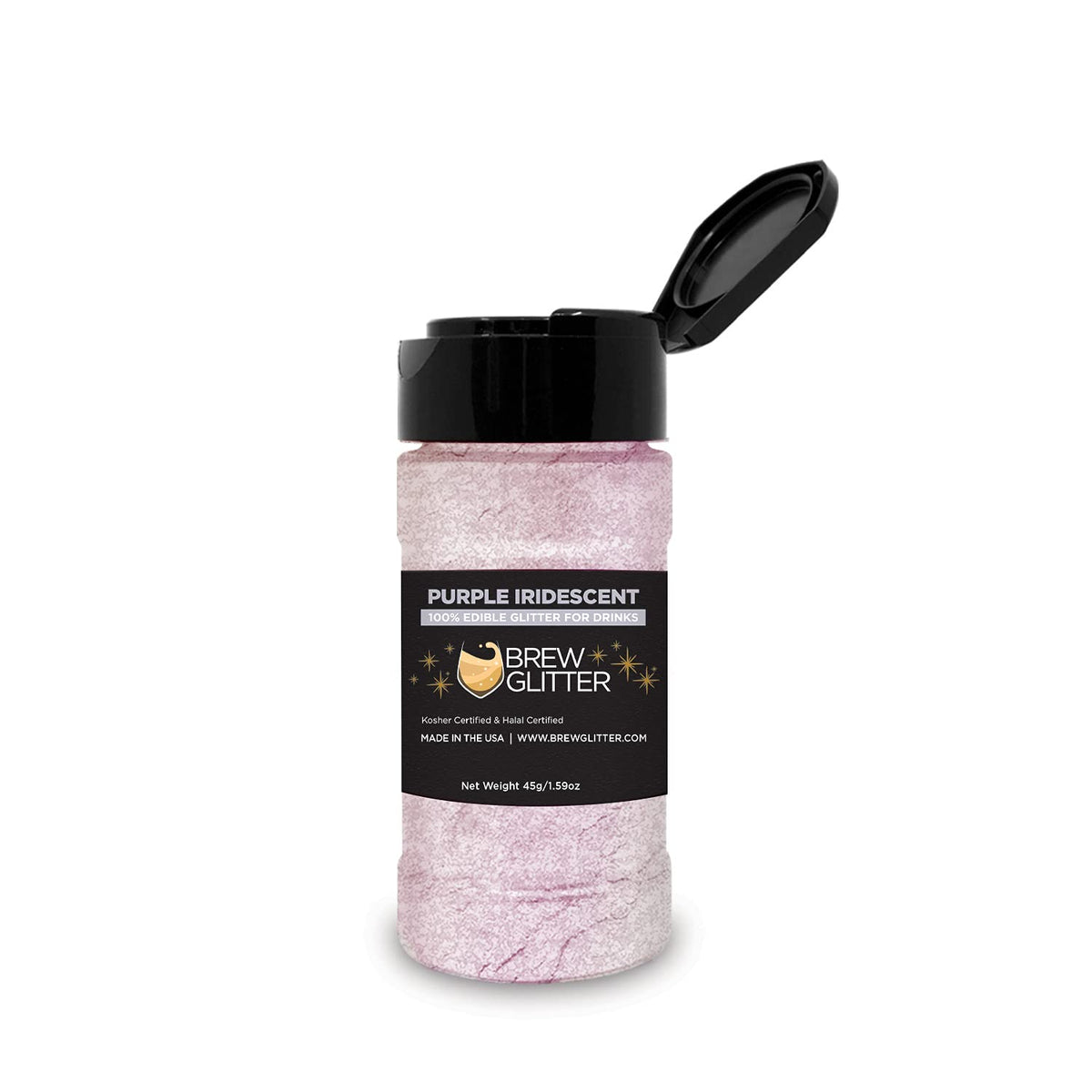 Brew Glitter - Purple Iridescent (45g Shaker 1x Jar), Color Changing Edible Glitter for Drinks, Cocktails, Beer, Garnish & Beverages
