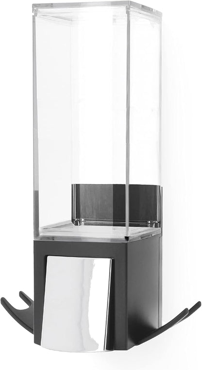 Compactor Wall Mounted Single Soap Pump Dispenser, No Drilling Soap Bottle, 500 ml Capacity with 2 Storage Hooks, 12.1 x 12.1 x 20.6 cm, Durable ABS, Black/Chrome, RAN9654
