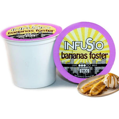 InfuSio Coffee Pods 96 Count - Bananas Foster Coffee, Medium Roast Flavored Single Serve Pods for Keurig K Cups Brewers