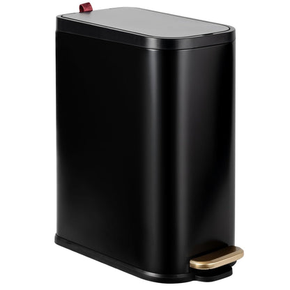 BETHEBEST Bathroom Trash Can with Lid Soft Close,Stainless Steel Step Trash Can with Removable Inner Wastebasket,Black Garbage Can for Bathroom,Bedroom,Kitchen(15 Liter/4 Gallon)