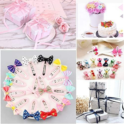 Grosgrain Ribbons 3/8 Inch Polka Dot Ribbon Multi Color Fabric Ribbon 40 Yards for Gift Wrapping Holiday Wedding Party Decoration DIY Bow Hair Accessories Total 8 Colors
