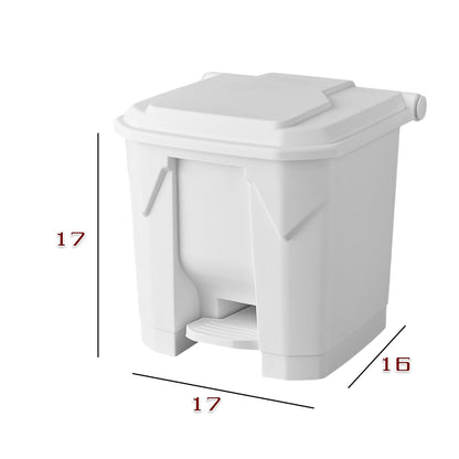PRO&Family Step-On Trash Can with Lid, Plastic Waste Bin, Foot Pedal Operation (White, 8 Gallon)