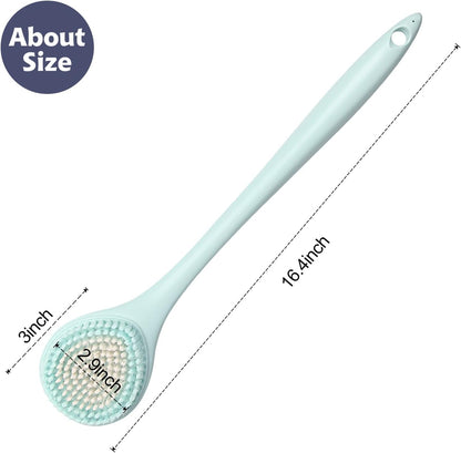 BEDELITE Back Bath Brush Long Handle for Shower of 2 - Soft Shower Brush for Men & Women,Back Brush Scrubber - 16.4" Long Skin Exfoliator for Bath Scrubber Body Brush（2 Pack, Blue & Ivory）