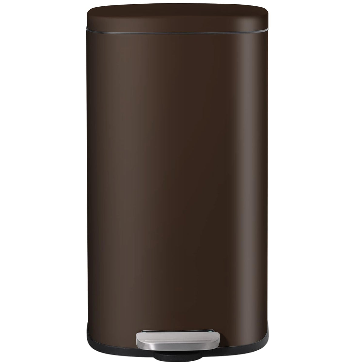 AthLike Trash Can, Stainless Steel Kitchen Garbage Can, Step Waste Bin with Hinged Lid and Removable Inner Bucket, Soft-Close, Dustbin for Bathroom Bedroom Living Room Home (Brown, 8 Gal)