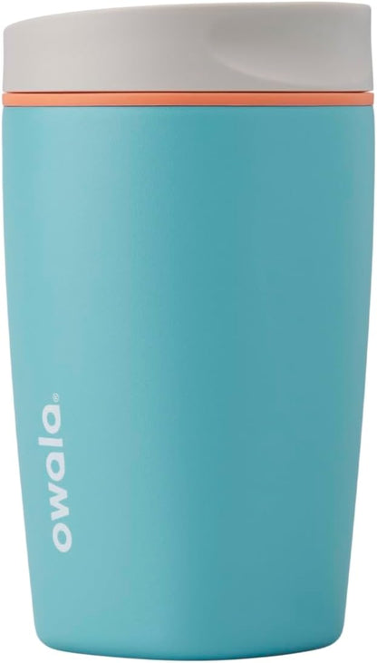 Owala SmoothSip Slider Insulated Stainless Steel Coffee Tumbler, Reusable Iced Coffee Cup, Hot Coffee Travel Mug, BPA Free 12 oz