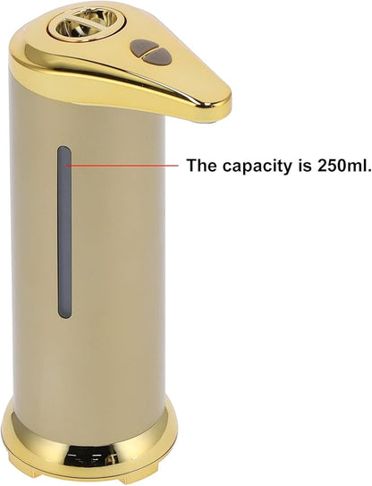 250ml Electric Soap Dispenser Touchless, Countertop Automatic Touchless Hand Soap Dispenser for Home Bathroom Kitchen School Hotel (Gold)