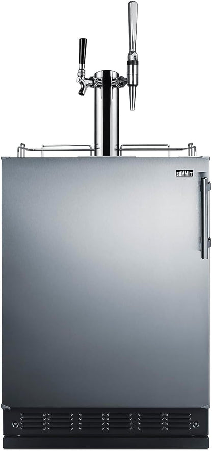 Summit Appliance 24" Wide Nitro-Cold Brew Coffee Kegerator/Refrigerator Combo, Black Interior, Caster Wheels, Residential/Commercial Use (LHD