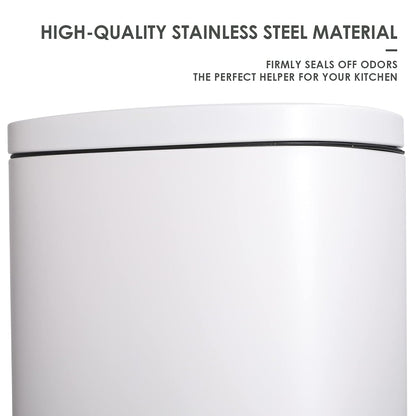 AthLike Trash Can, Stainless Steel Kitchen Garbage Can, Step Waste Bin with Hinged Lid and Removable Inner Bucket, Soft-Close, Dustbin for Bathroom Bedroom Living Room Home (White, 8 Gal)