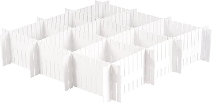 MUKCHAP 72-Piece DIY Grid Drawer Organizer - 12.6 Inch Adjustable Drawer Dividers for Sock, Underwear, Scarf - 36 White, 36 Pink