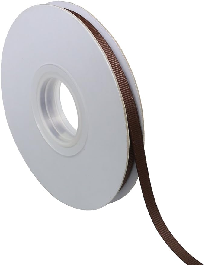 Ribbonitlux 1/4" Wide Solid Grosgrain Ribbon 25 Yards (850-Brown）, Set for Gift Wrapping, Party Decor, Sewing Applications, Wedding and Craft