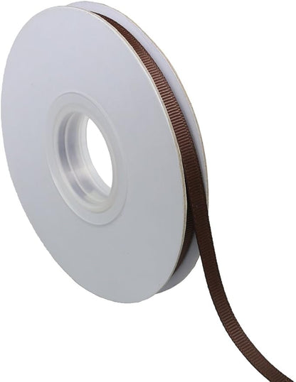 Ribbonitlux 1/4" Wide Solid Grosgrain Ribbon 25 Yards (850-Brown）, Set for Gift Wrapping, Party Decor, Sewing Applications, Wedding and Craft