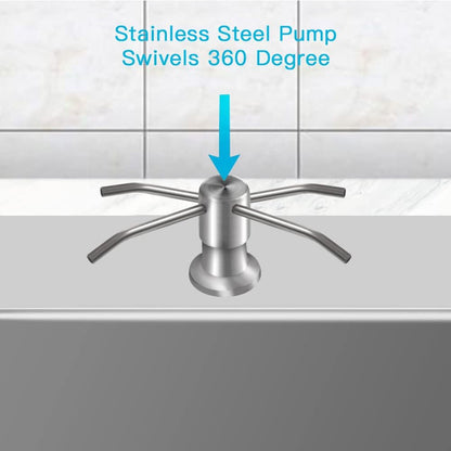 Dish Soap Dispenser for Kitchen Sink (Brushed Nickel), Countertop Sink Soap Dispenser Water Pump with 47” No-Spill Extension Tube Kit Design for Kitchen Bathroom, No More Refills （Sliver）