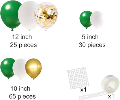 Dark Green White Gold Balloon Garland Arch Kit - Dark Green White Balloons Emerald Green Gold Balloons for Forest Baby Shower Birthday Anniversary Wedding Graduation Party Decorations