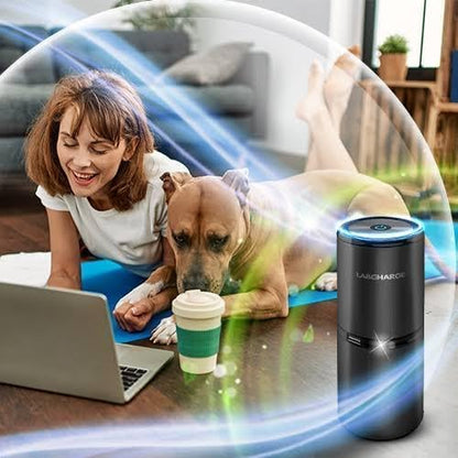 Lab Charge Small Ionic Air Purifier for Home & Bedroom – Silent HEPA Filter – Covers 250 Sq Ft - Free Cleaner for Pets, Hair, Smoke, Dust, Odors & Dander – Compact & Black Design - Pack of 4