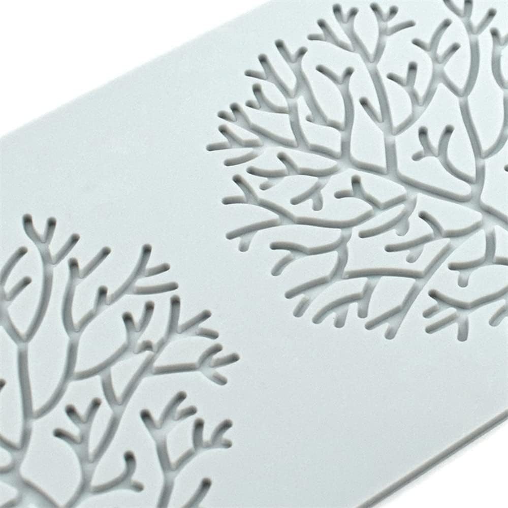 Silicone Lace Mold, Wedding Cake Lace Mat, Coral Cake Decorating Mold Flower Fondant Impression Mats for Edible Lace Fondant Mold, Sugar-Lace Cupcake Mat Tools (B_10.6x5.4x0.12inch)