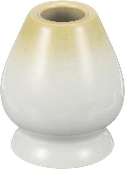 HARFINGTON Ceramic Chasen Stand 70mm Matcha Whisk Holder Teas Set Whisks Stand Traditional Matcha Tea Chasen Holder Tea Set Accessories for Tea Tasting, White/Brown