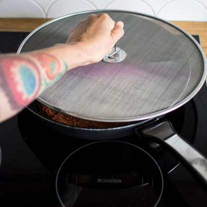 Antallcky 3 Pack Grease Splatter Screen for Frying Pan with Fold Flat Knob-Grease Splatter Guard Shield-No Cooking Oil Mess–No Burns–Ultra Fine Mesh Lids-Rust Free Stainless Steel- 9.8,11.5,13 Inch