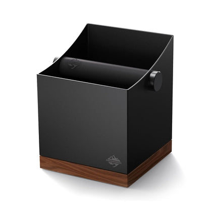 CrossCreek Coffee Knock Box, 2.5L Large Espresso Grounds Container, Metal & Walnut Wood, Removable Silicone Knock Bar & Non-Slip Base