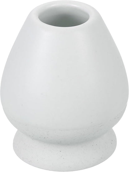 HARFINGTON Ceramic Chasen Stand 66mm Matcha Whisk Holder, Traditional Matcha Tea Chasen Holder, White