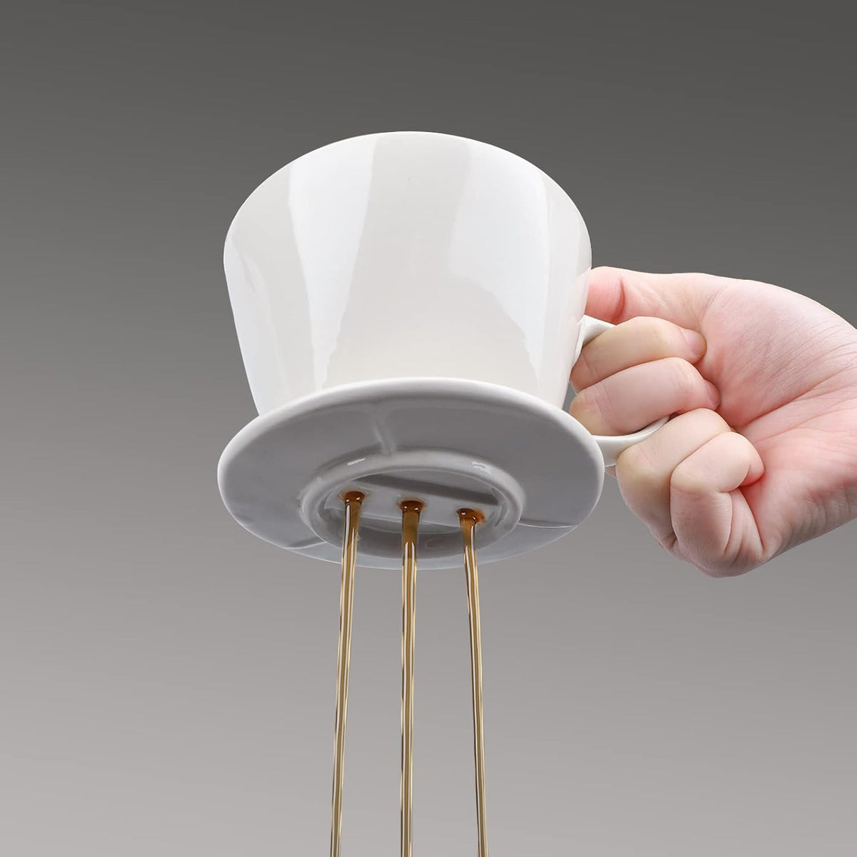 Segarty Pour Over Coffee Maker, Single Cup White Ceramic Coffee Dripper, Size No.2 Reusable Filter Cone Drip Holder Slow Brewer with 3 Holes Flat