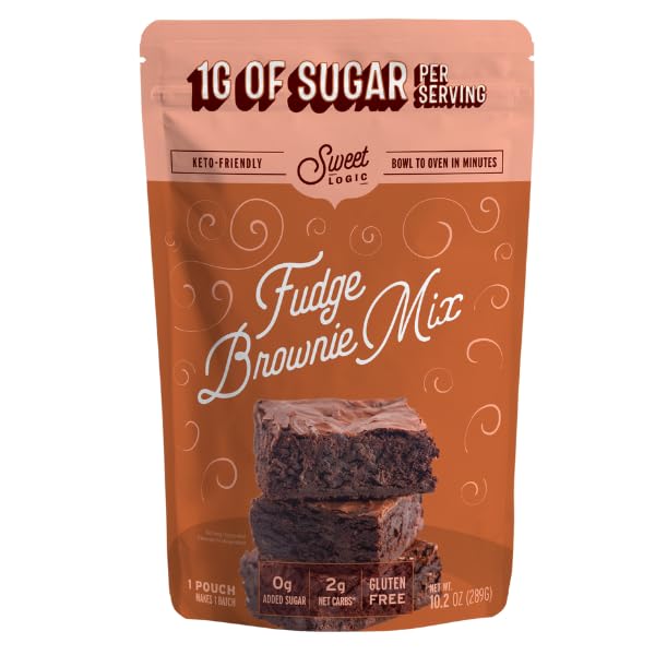 Sweet Logic Keto Baking Mix - Fudge Brownie - Gluten-Free - Dairy Free - Diabetic-Friendly - High Protein - Allulose - Stevia - Low Sugar - Low Carb - Quick 20-Minute Prep (1-2G Carbs Per Serving)