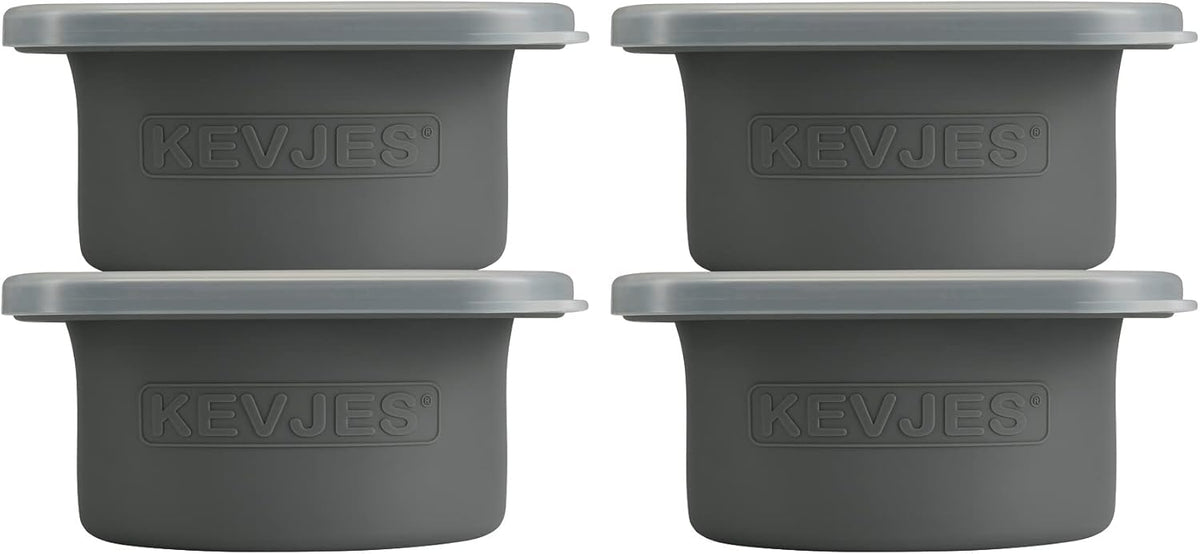 Stackable Silicone Artisan Pizza Dough Proofing Proving Boxes with Air-tight Lids-4pack-500ml Volume for 250g Dough Ball (Space Grey)