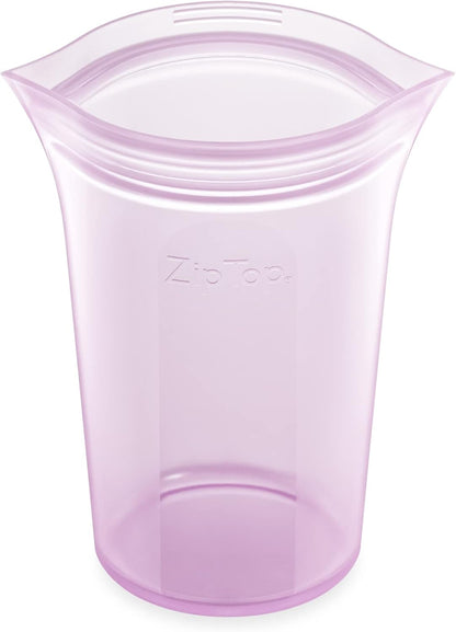 Zip Top Reusable Food Storage Bags, Medium Cup [Lavender], Silicone Meal Prep Container, Microwave, Dishwasher and Freezer Safe, Made in the USA