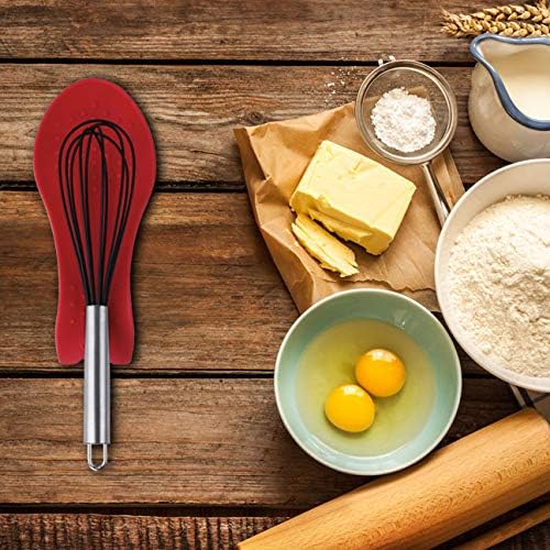 MSY BIGSUNNY Silicone Spoon Rests, Cooking Utensils Holder for Kitchen (2, Red-Red)