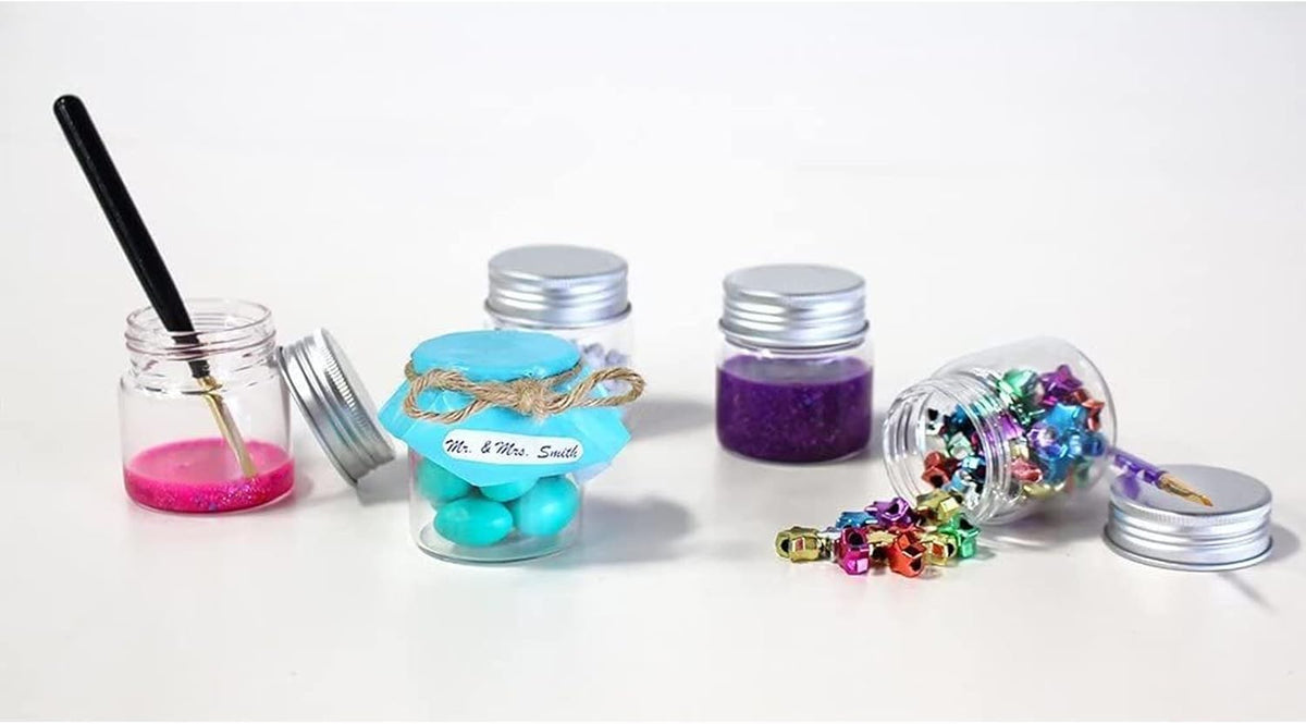 Juvale Mini Glass Spice Jars with Lids - 1.7 oz, Clear Art Deco, 5-Pack - Glass Craft Jars with Lids for Spices, Jams & Crafts