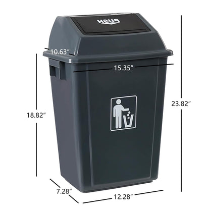 Morcte 4-Pack 13 Gallon Kitchen Trash Can with Swing Lid, Plastic Kitchen Garbage Can, Gray